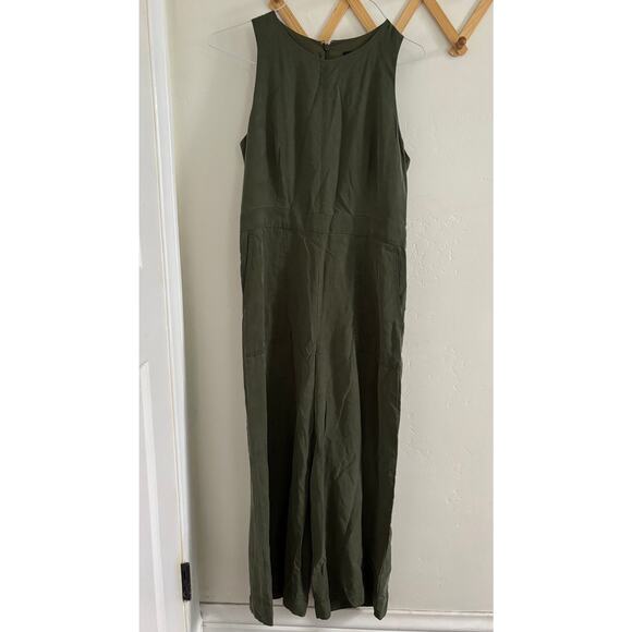 Banana Republic Jumpsuit Women's 6 Army Green Wide Leg Sleeveless Pockets - Picture 1 of 6